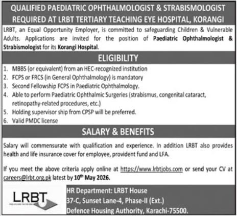 LRBT Eye Hospital Jobs Apply for Medical Posts