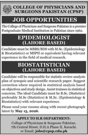 CPSP Careers 2026 Epidemiologist & Biostatistician apply now