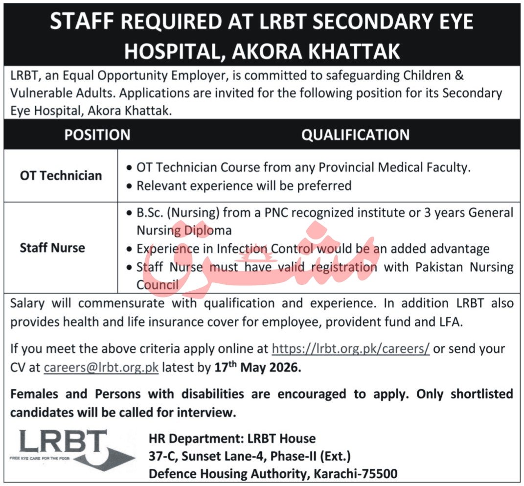 LRBT Eye Hospital Jobs 2026 Apply Now