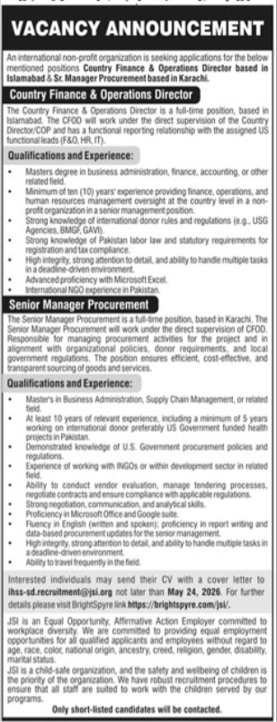 JSI Pakistan Jobs 2026 Management Careers Apply now