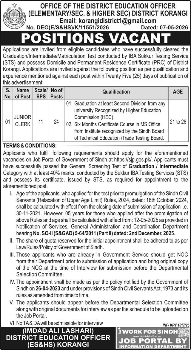 ESED Jobs 2026 Stunning Clerk Vacancies