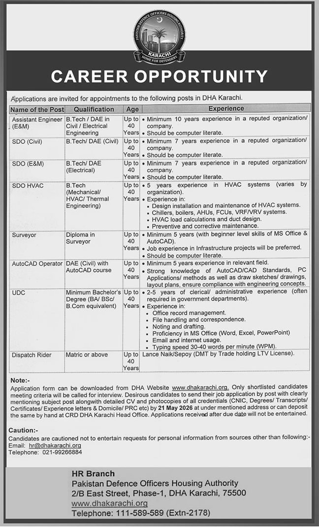 DHA Jobs 2026 Latest Management Posts Apply Now