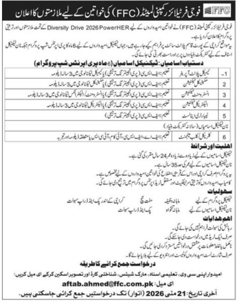 Fauji Fertilizer Jobs Apply for Technician Roles