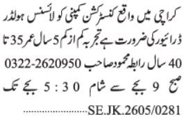 Driver Jobs 2026 Latest Construction Company Vacancies
