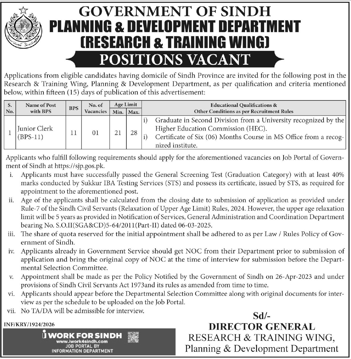 Planning & Development Sindh Jobs 2026 apply now