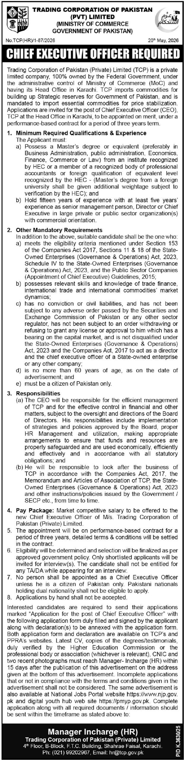 TCP Jobs 2026 Prime Executive CEO Positions