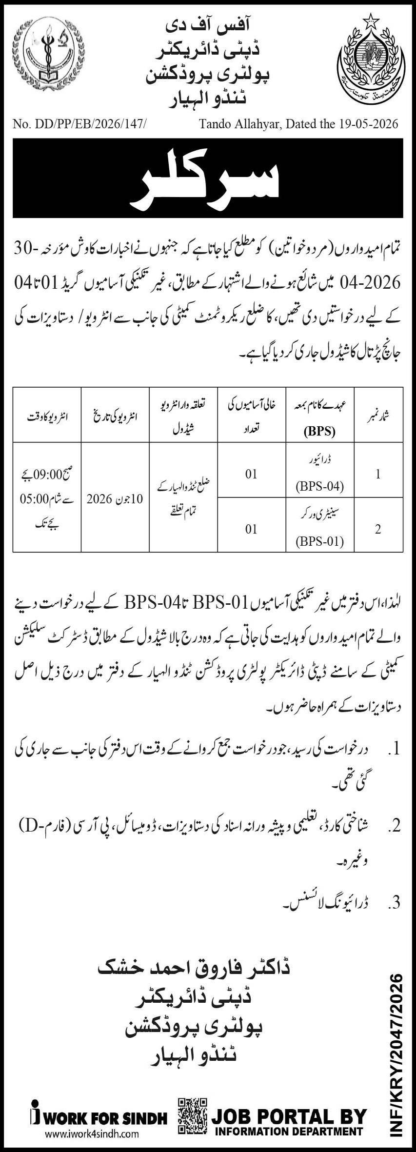 Deputy Director Poultry Jobs 2026 apply now