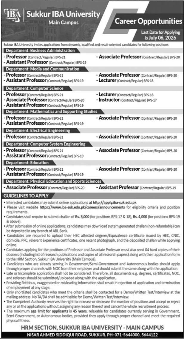 IBA University Jobs 2026 Faculty Apply now