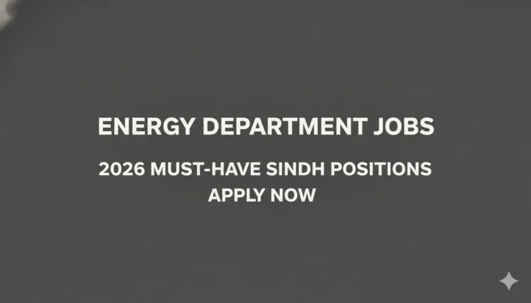 Energy Department Jobs 2026 Must-Have Sindh Positions