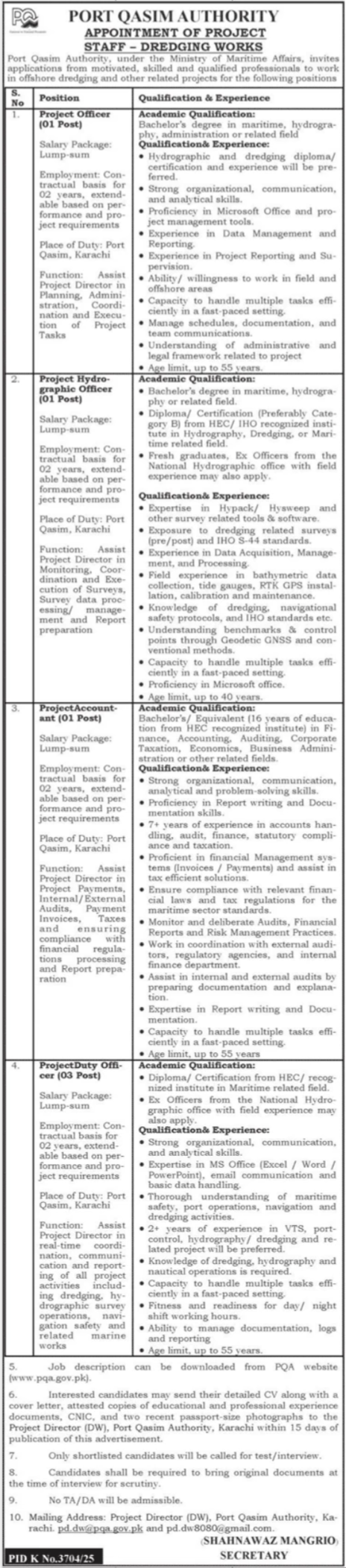 PQA Jobs 2026 Latest Management Posts