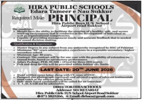 Hira Public School Jobs 2026 Apply Now