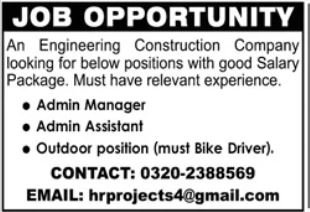 Construction Jobs Admin & Management Apply now