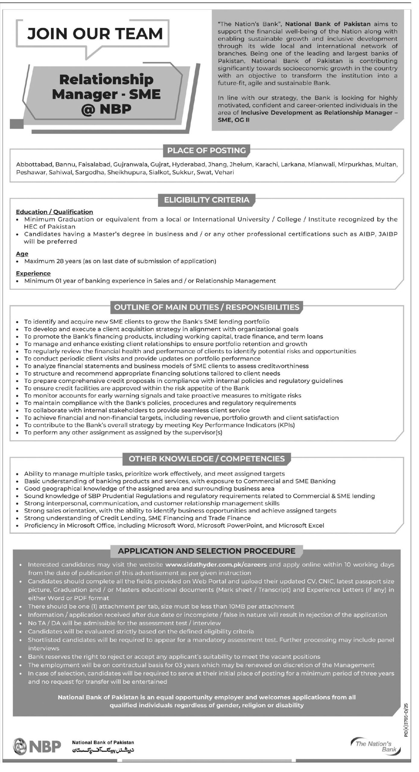 Relationship Manager Jobs National Bank of Pakistan apply now 