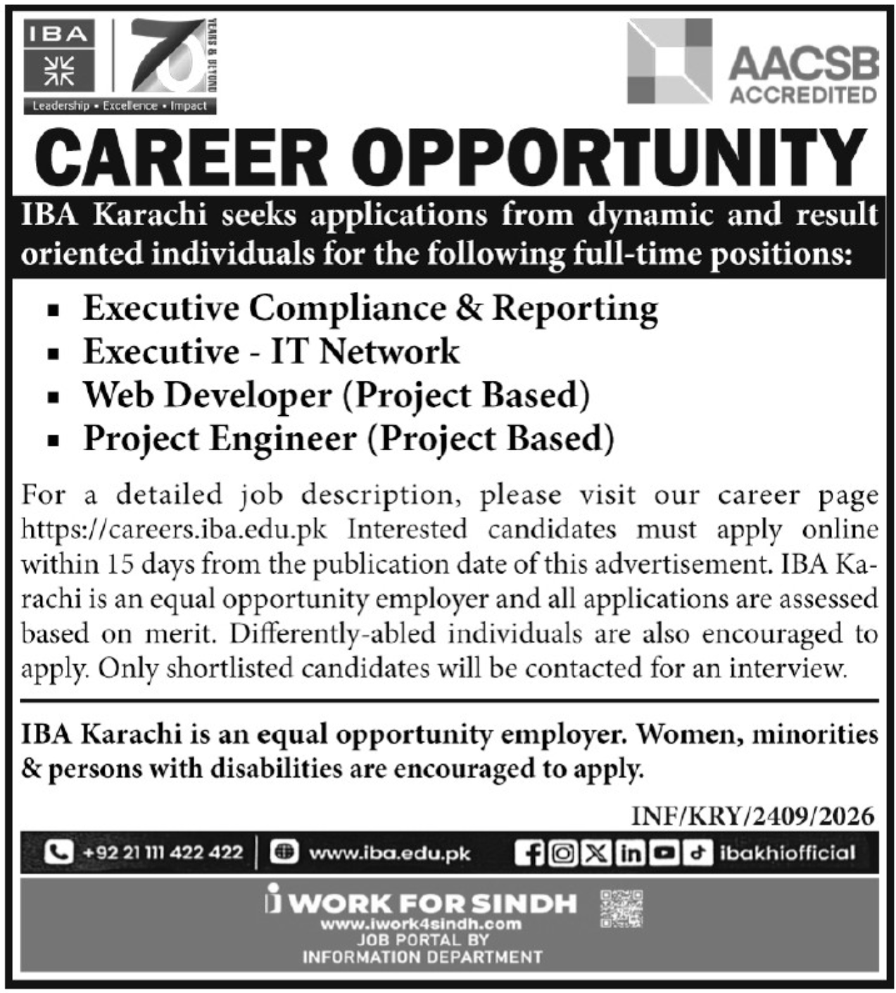 IBA Jobs Latest Education & IT Posts Apply now