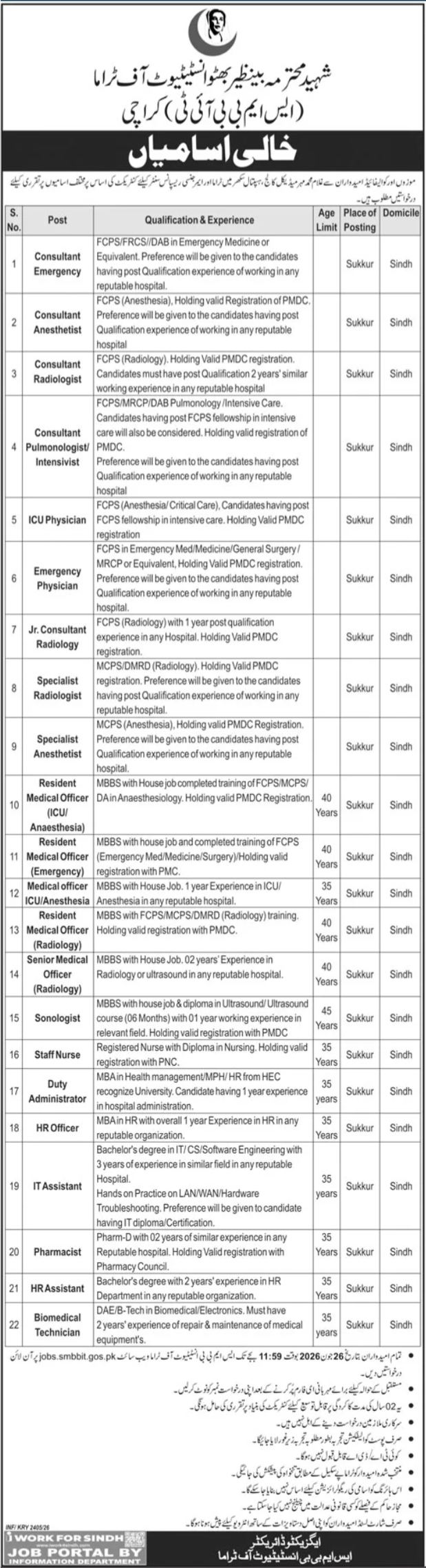 Benazir Bhutto Trauma Jobs Latest Management & Nurse