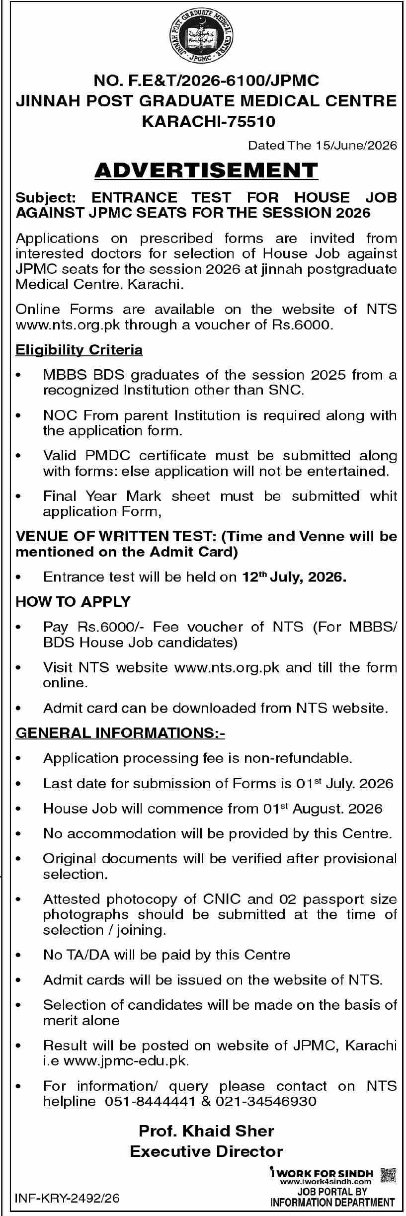 JPMC Latest Education Jobs 2026 Apply Now