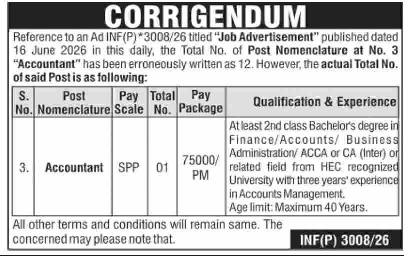 Accounting Job Latest Private Openings 2026