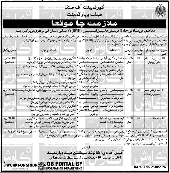 Health Department Jobs 2026 Management Posts