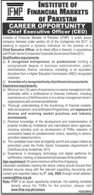 IFMP Jobs Exciting CEO & Education Posts