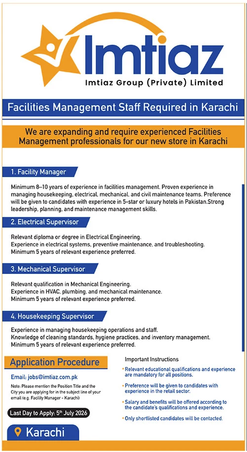 Imtiaz Group Jobs Apply Now for Management Roles