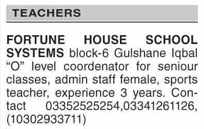 Fortune House School System Jobs Exciting Posts