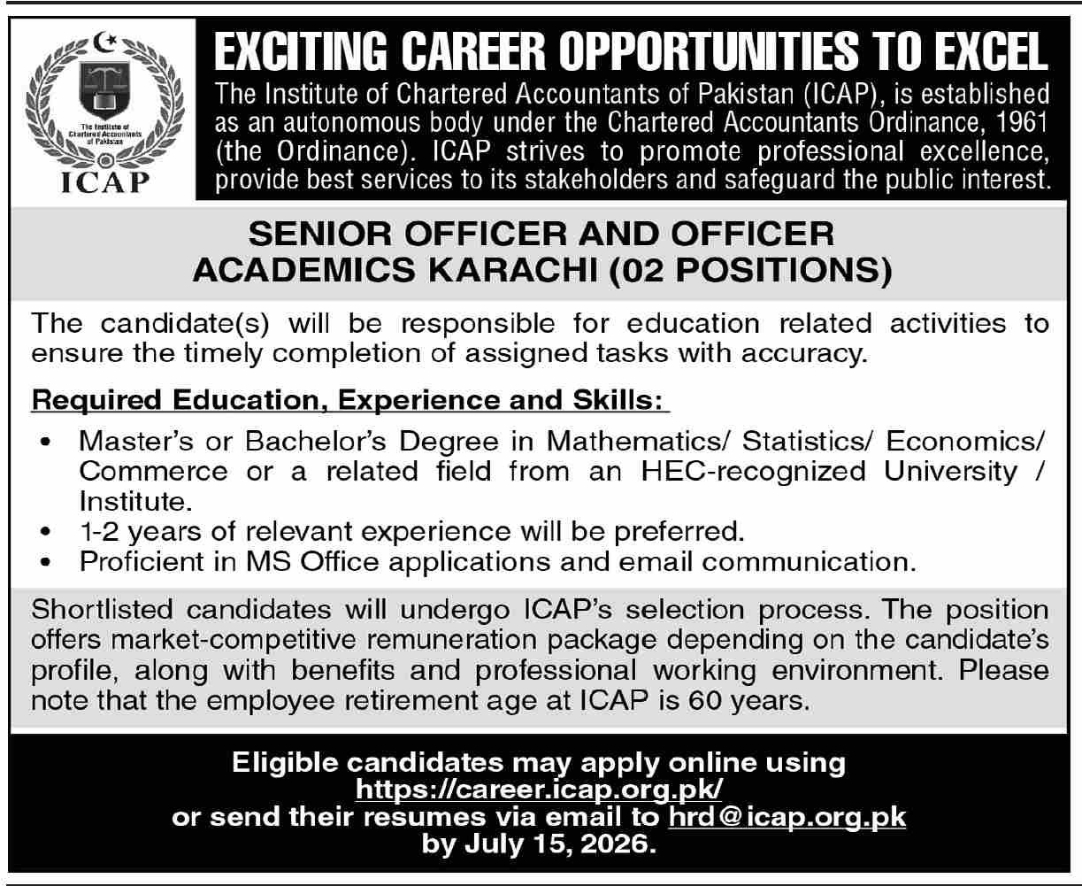 ICAP Jobs 2026 Best Academic Opportunities Available