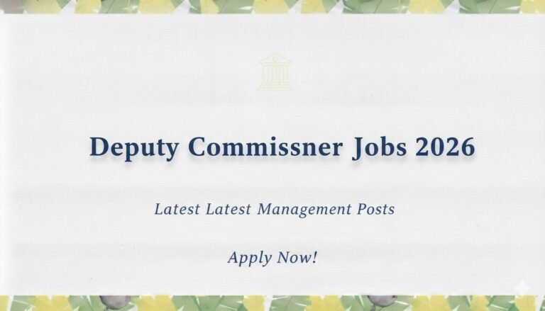 Deputy Commissioner Jobs 2026 Latest Management Posts