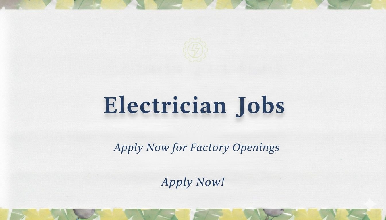 Electrician Jobs Apply Now for Factory Openings