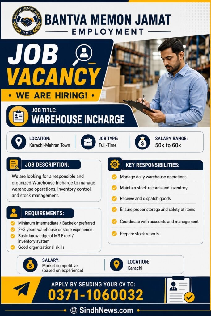 Warehouse Incharge Jobs Apply Now
